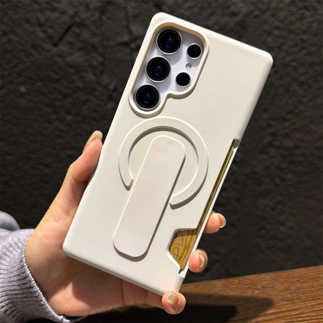 Samsung Handyhülle mit starkem Magnet-Kartenhalter für S26 S25 S24 Ultra Plus in Weiß Matt - Bild 1
