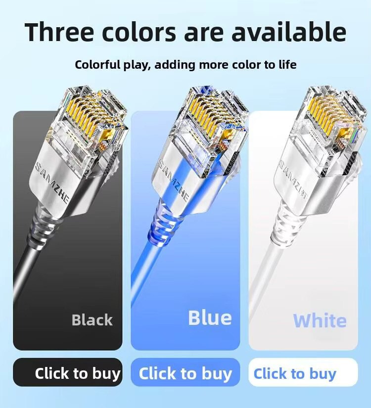 SAMZHE Cat6A Slim Ethernet-Kabel, LAN-Netzwerk-Patchkabel für 10 Gbit/s, Weiß - Bild 2