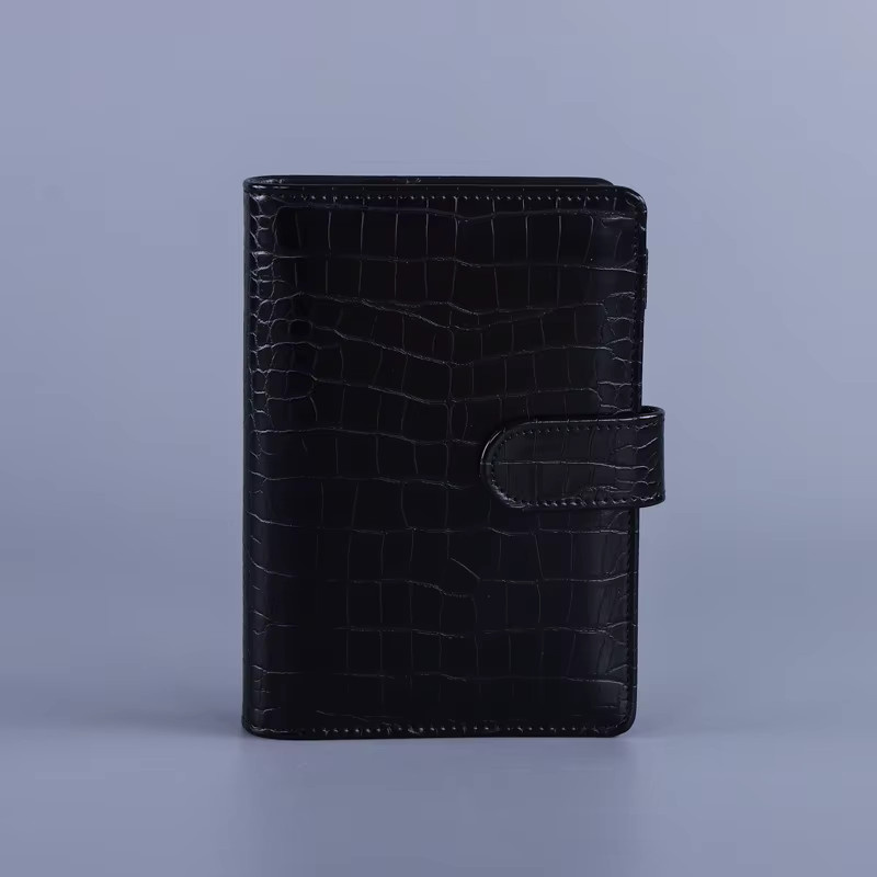 Ledernotizbuch Einband mit Krokodilmuster in Schwarz für A5 und A6 Loose Leaf Binder und Traveller Dairy aus PU-Leder - Bild 4