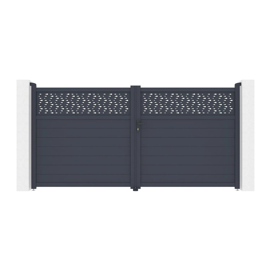 Vente-unique Flügeltor Bazio aus Aluminium in Anthrazitgrau, Breite: 350 cm - Bild 2