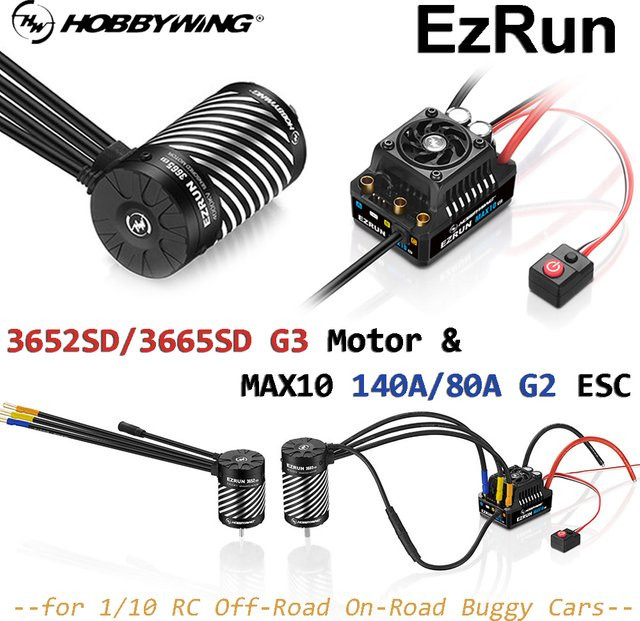 Hobbywing EzRun 3652SD/3665SD G3 Motor & MAX10 140A/80A G2 ESC Sensored Brushless Combo, Set / Bundle - Bild 1