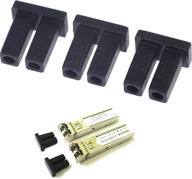 10er Set Staubschutzkappen für SFP-Module und optische Faseranschlüsse in Schwarz - Bild 1