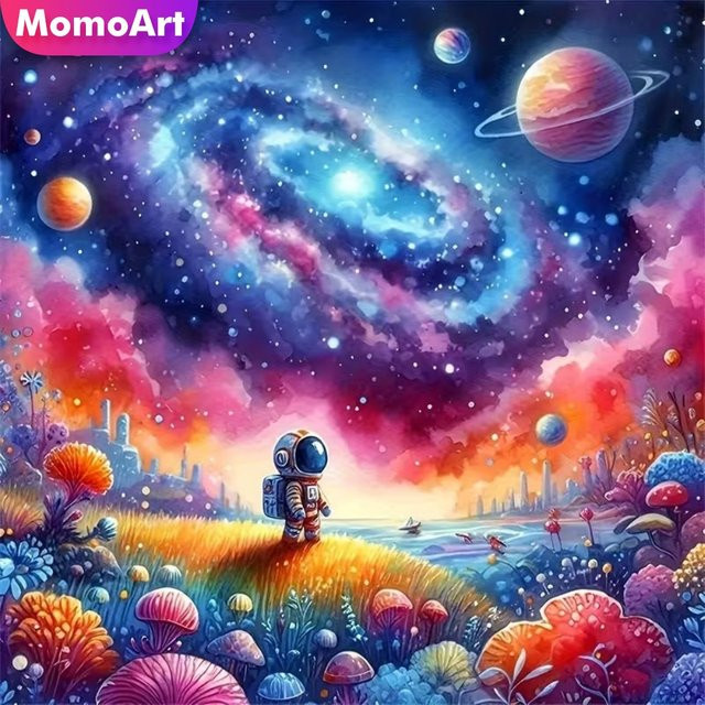 Momoart Universum-Landschaft Diamantmalerei, Mosaik, Weltraum, bunt - Bild 1