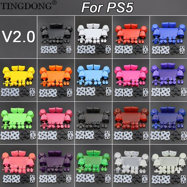 Sony PlayStation 5 V2.0 BDM-020 Upgrade-Kit in Grün mit D-Pad, Share-Tasten Ersatzgehäuse, L1R1 L2R2 Joystick-Kappen und leitfähigem Gummi - Bild 1