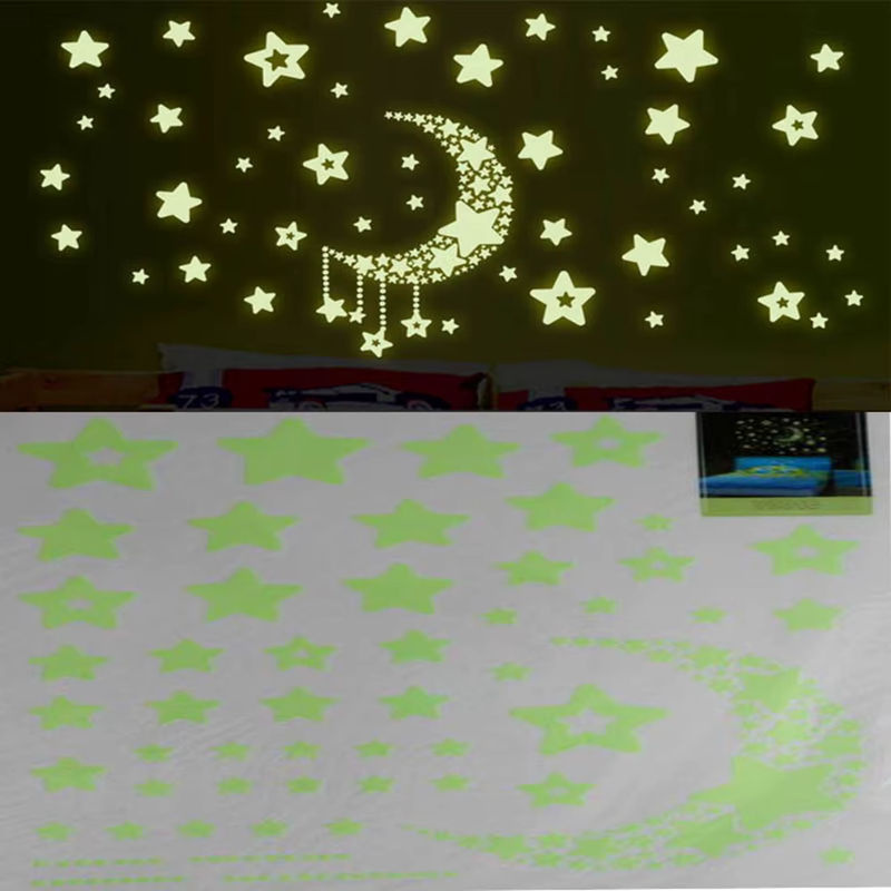 DECDEAL Leuchtende Wandaufkleber mit Sternen und Mond für Kinderzimmer und Schlafzimmer, Gelb - Bild 6