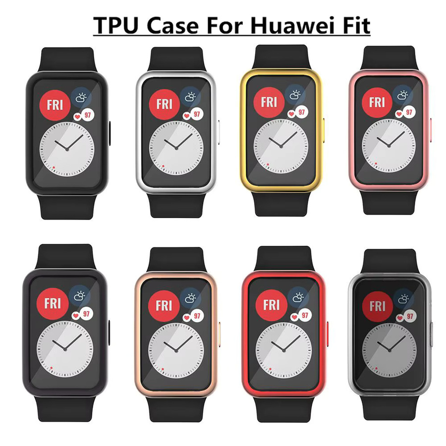 Huawei Watch Fit Schutzgehäuse, Silikon, Schwarz, Transparent - Bild 3