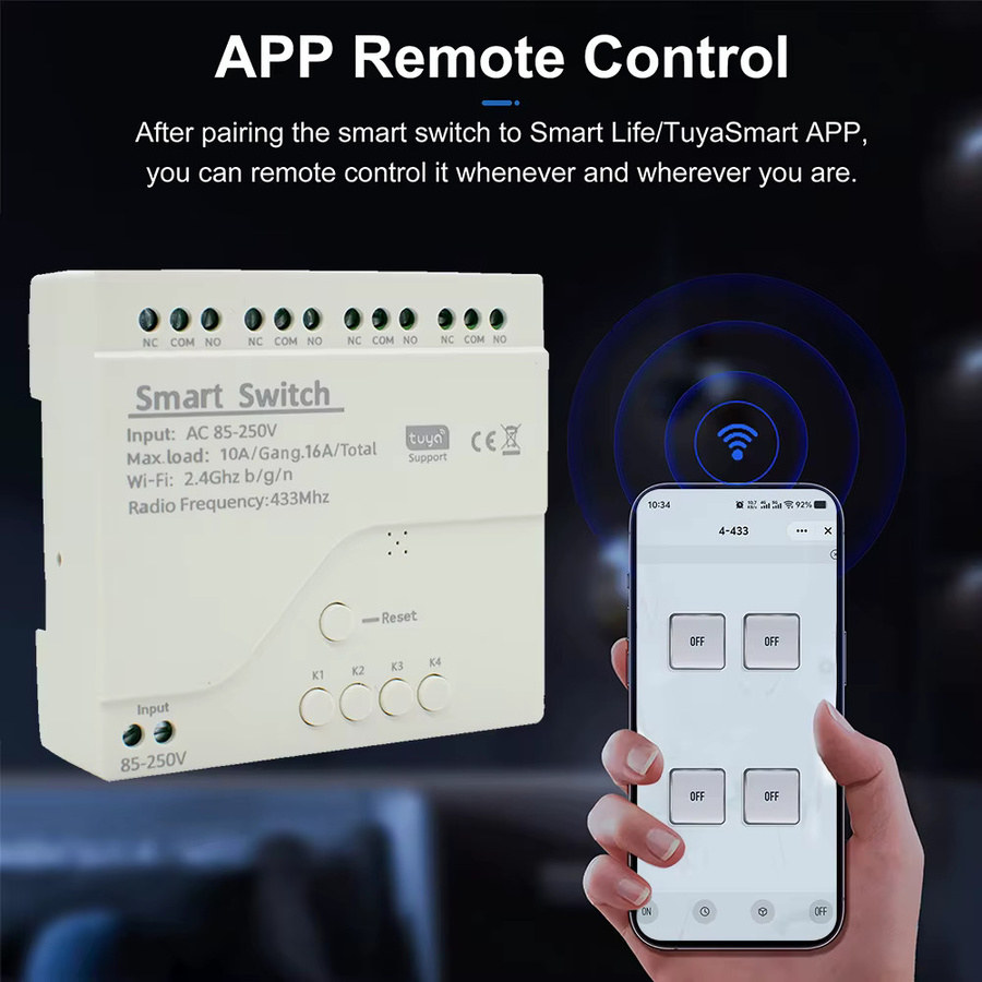 Scimagic-RC 4-fach WLAN Intelligenter Schalter in Weiß, Drahtloses Relais kompatibel mit Tuya Alexa und Google Home - Bild 2