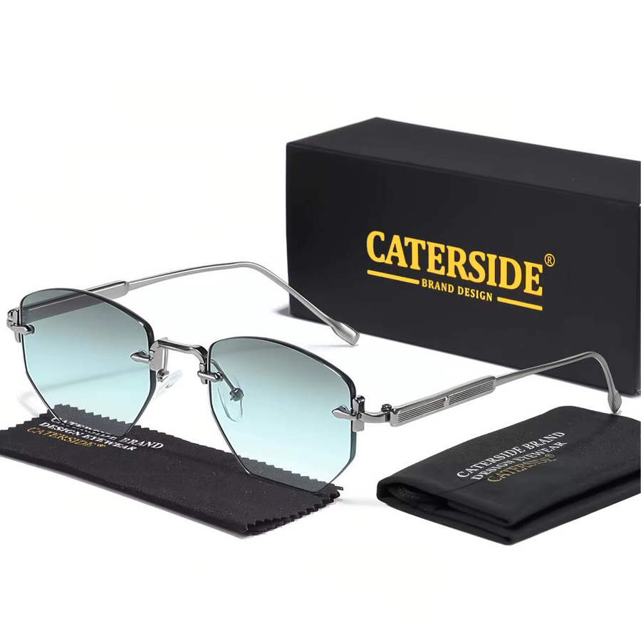 CATERSIDE Sonnenbrille, randlos, hexagonal, Unisex, Metall - Bild 2