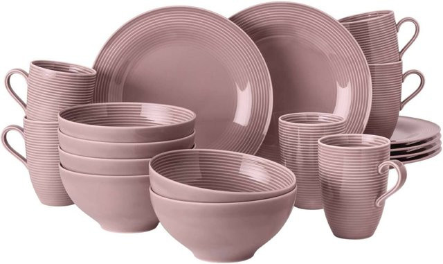 Seltmann Weiden Frühstücks-Set Beat Color Glaze aus Porzellan in Pink, 18er Set - Bild 1