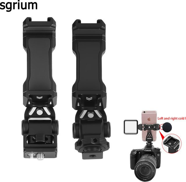 sgrium Metall Telefonhalterung mit 360 Grad Drehung und ARRI-Loch für Android-Smartphones und DSLR-Käfigklemmen in Schwarz oder Weiß - Bild 1