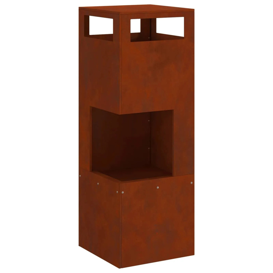 vidaXL Feuerstelle aus Wetterfeststahl in Braun, H x B x T: 100 x 35 x 35 cm - Bild 2
