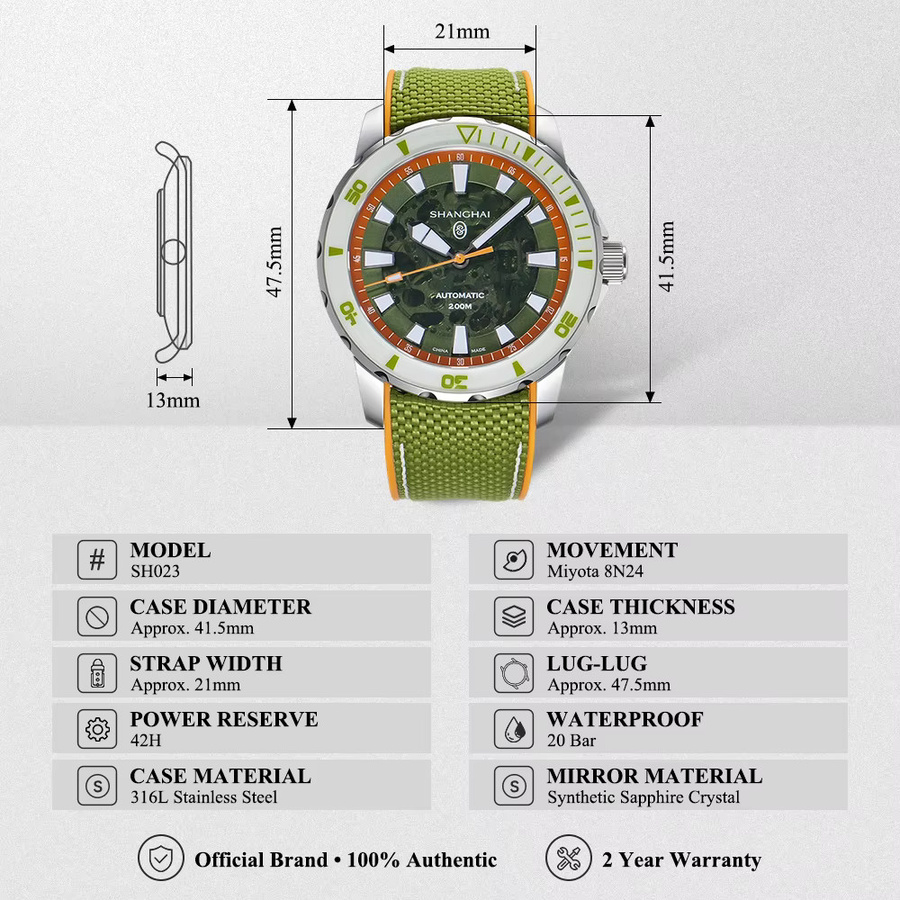 Shanghai Watch Armbanduhr, Automatik, Edelstahl, 41 mm, Herren - Bild 3
