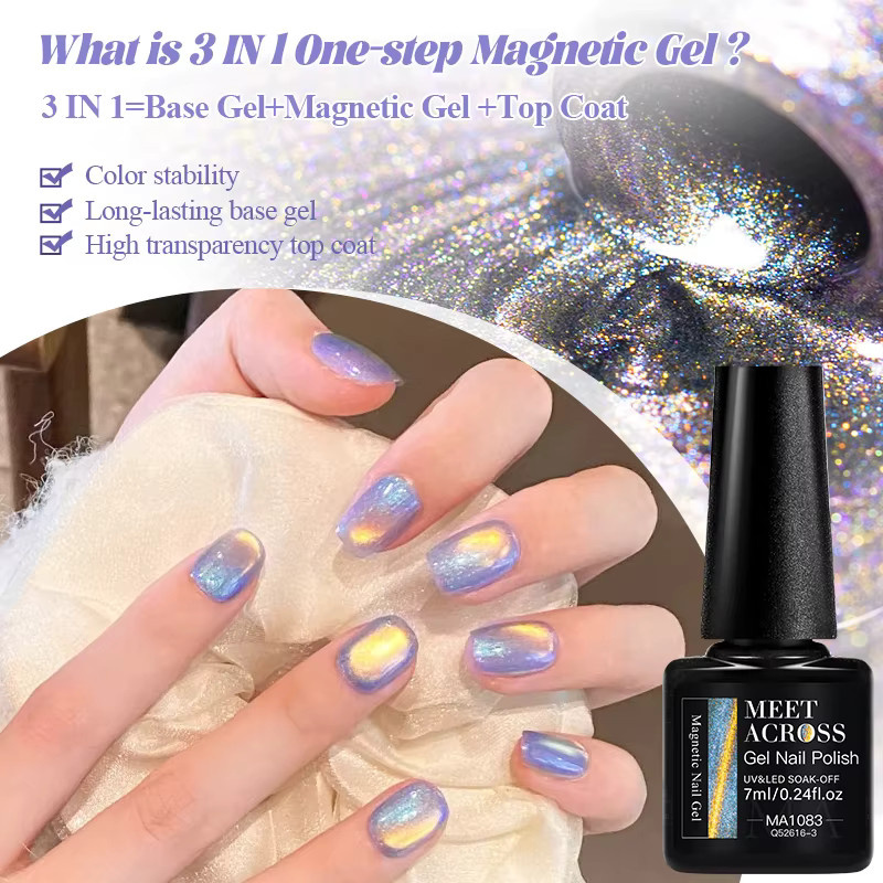MEET ACROSS Magnetischer Gel Nagellack, Glänzend, Katze-Effekt - Bild 4