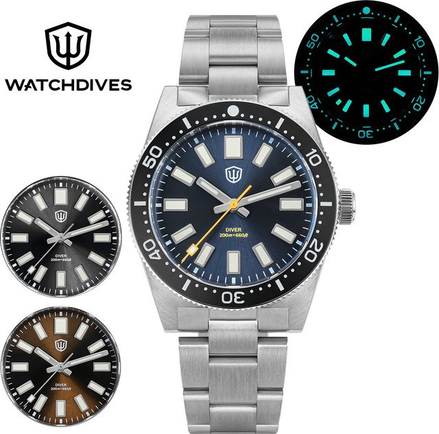 Watchdives Armbanduhr, Edelstahl, Quarz, 38 mm, Blau, Herren - Bild 1