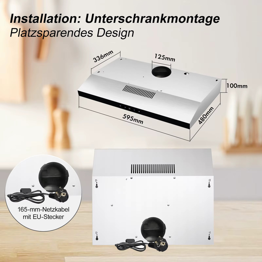 TopStrong LED-Abzugshaube für Abluftrückführung in Weiß, Breite: 60 cm, Modell TF2360A3-AC-12 - Bild 6