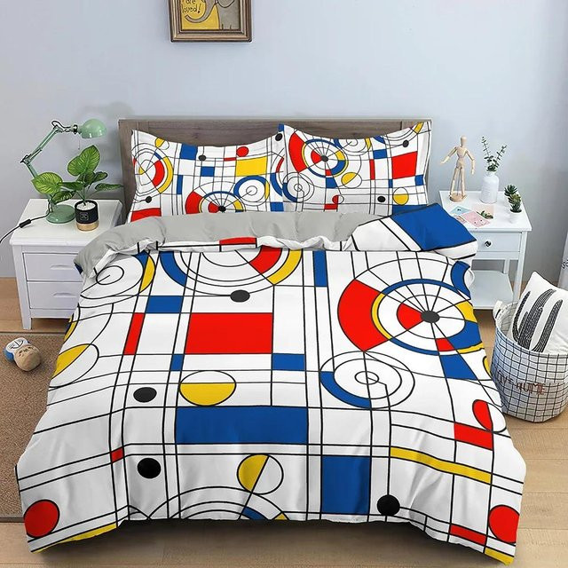 Bettwäscheset Lodestar mit geometrischem Streifenmuster in Bunt, bestehend aus Bettdeckenbezug und Kissenbezug aus Mikrofaser, B/H: 260 x 220 cm - Bild 1