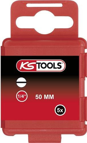 KS Tools Schlitz-Bit Set 1/4 Zoll Classic, 5er Pack, Farbe: Silber/Rot - Bild 1
