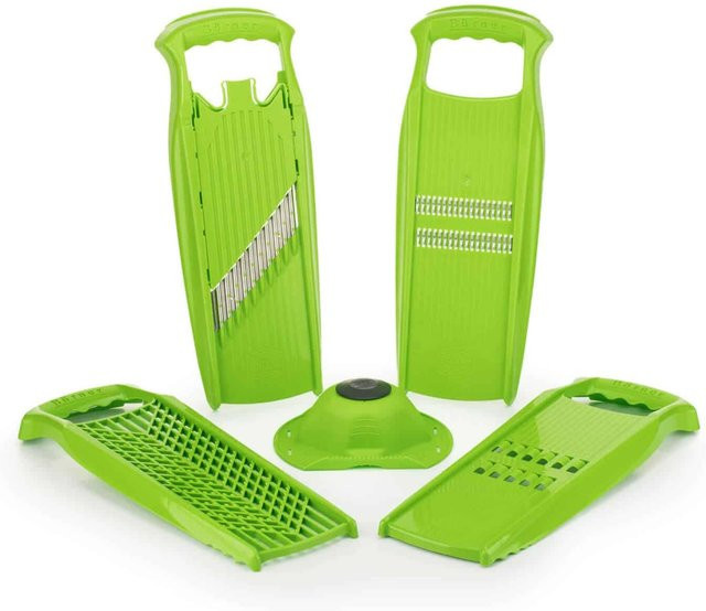 Borner Reibe-Set mit verschiedenen Klingen für Julienne, Wellenschnitt und Käse, Grün - Bild 1