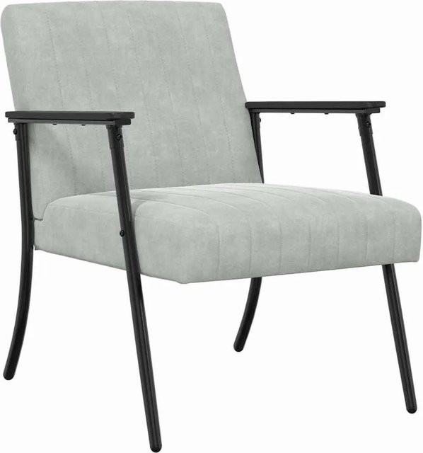 vidaXL Sessel aus Samt in Hellgrau mit Armlehnen B: 59 cm, T: 75 cm, H: 78 cm - Bild 1