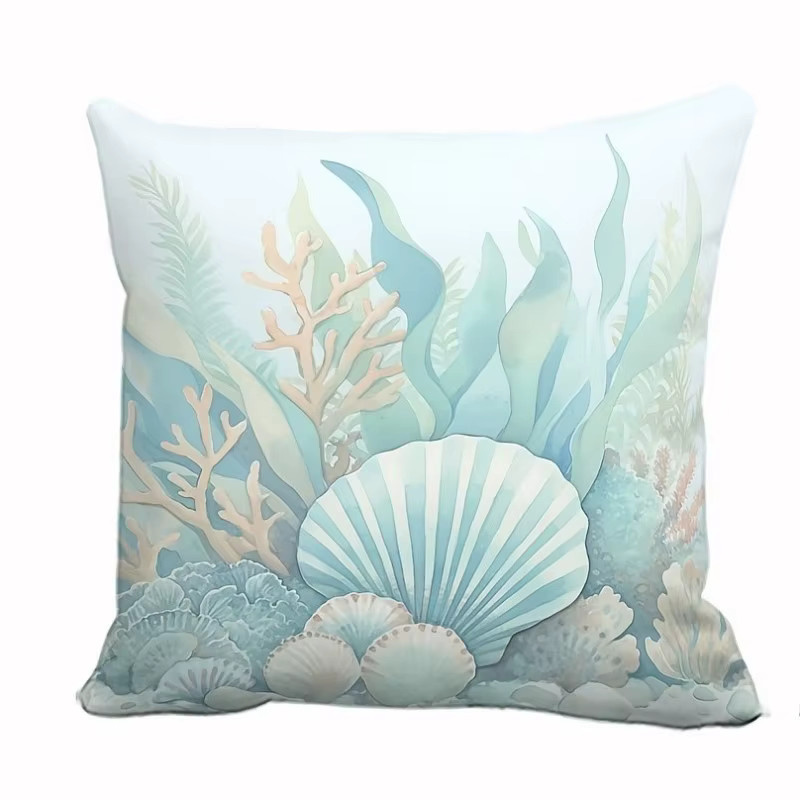 VIKAMA Dekorativer Kissenbezug im Sommer-Ozean-Stil, Blau, Quadratisch, 40 x 40 x 40 cm - Bild 4