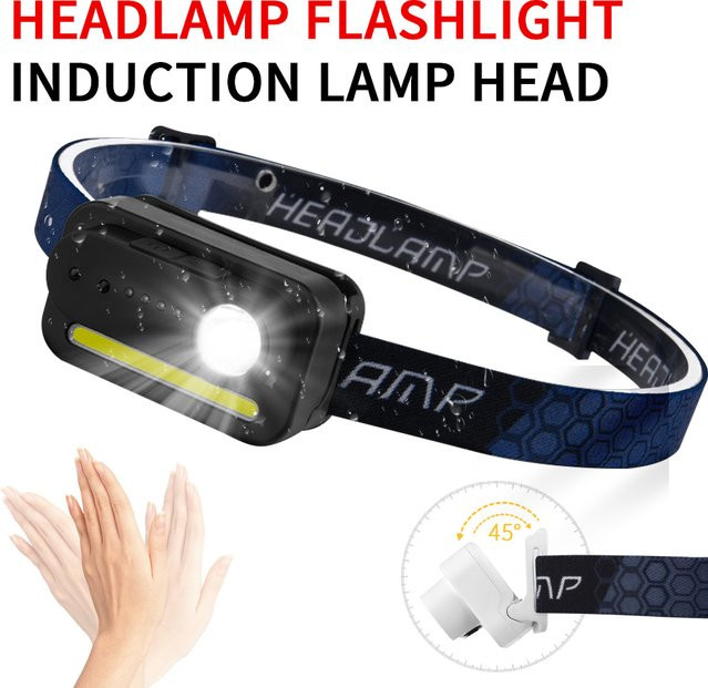 Wiederaufladbare GGBEE LED-Stirnlampe mit Bewegungsmelder und COB-Scheinwerfer, wasserdicht für Outdoor, Camping und Sport - Bild 1