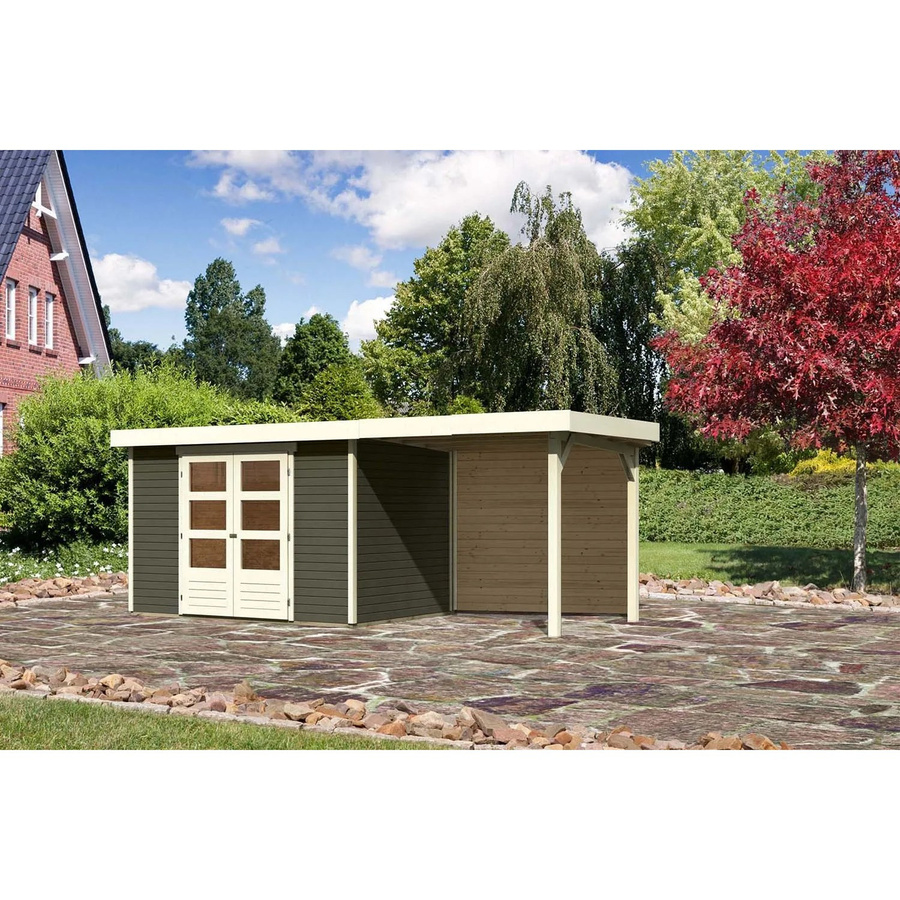 Karibu Holz-Gartenhaus Boras mit Flachdach in Terragrau, lackiert, B/T/H: 298 x 213 x 211 cm - Bild 2