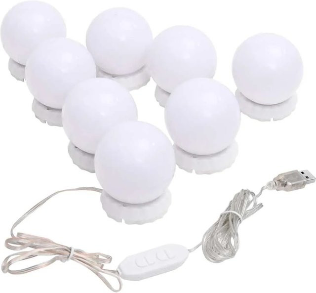 vidaXL Spiegelleuchte mit 8 LED-Glühbirnen in Warmweiß und Kaltweiß, Weiß - Bild 1