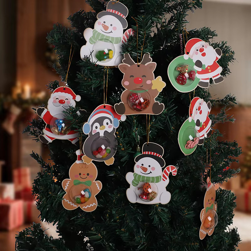 Transparentes Weihnachts-Süßigkeiten-Verpackungsset mit Schneemann-Design und Anhänger für deine Baumdekoration - Bild 3