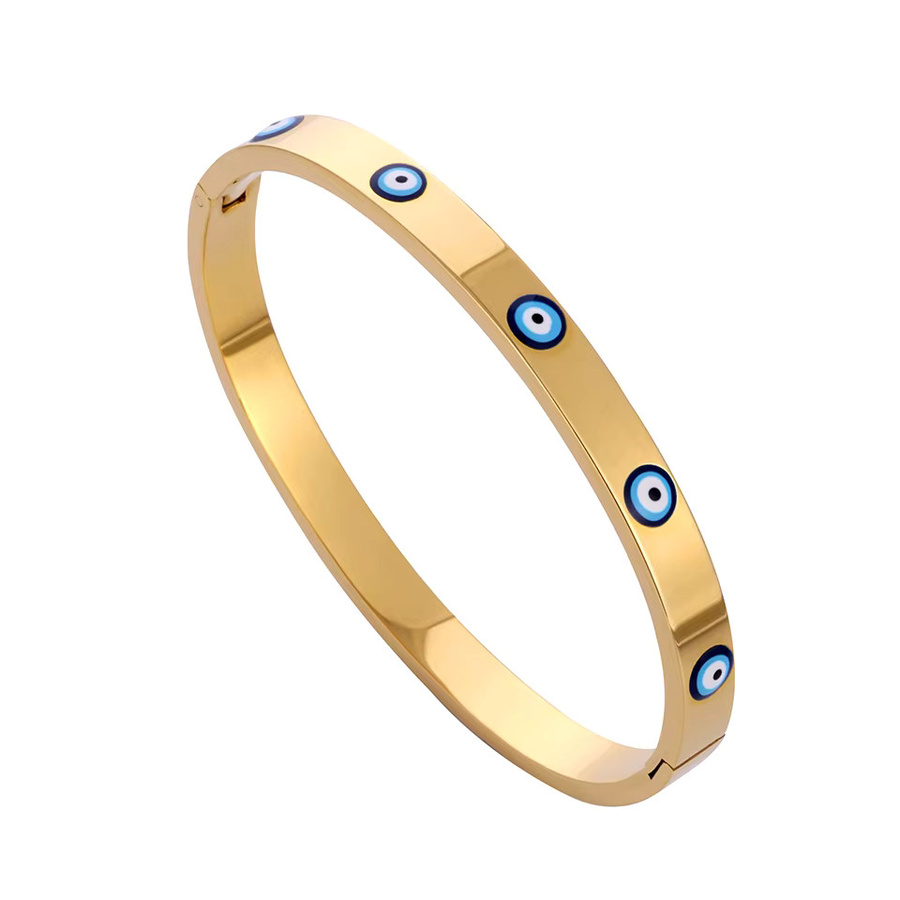 Yupsk Armband Edelstahl, Blaues Auge, Zirkonia, Gold, Damen - Bild 2