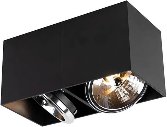 QAZQA Design Spot Schwarz Rechteckig 2-flammig dimmbar und verstellbar - Bild 1