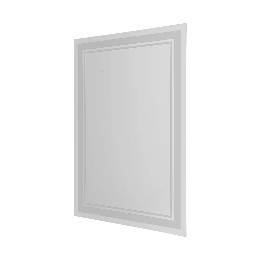 Bymaocar Wandmontierter LED-Badezimmerspiegel mit Doppelring-Beleuchtung in Silber, Touch-Schalter und einstellbarer Lichtfarbe für Make-up - Bild 2