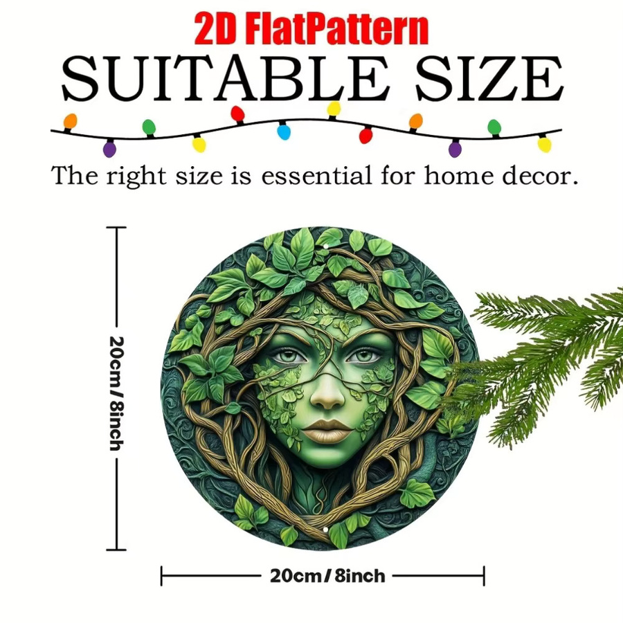 CIFBUY Rundes Aluminiumschild Vintage Green Forest Spirit Wanddekoration in Grün, Durchmesser: 20,3 cm - Bild 3