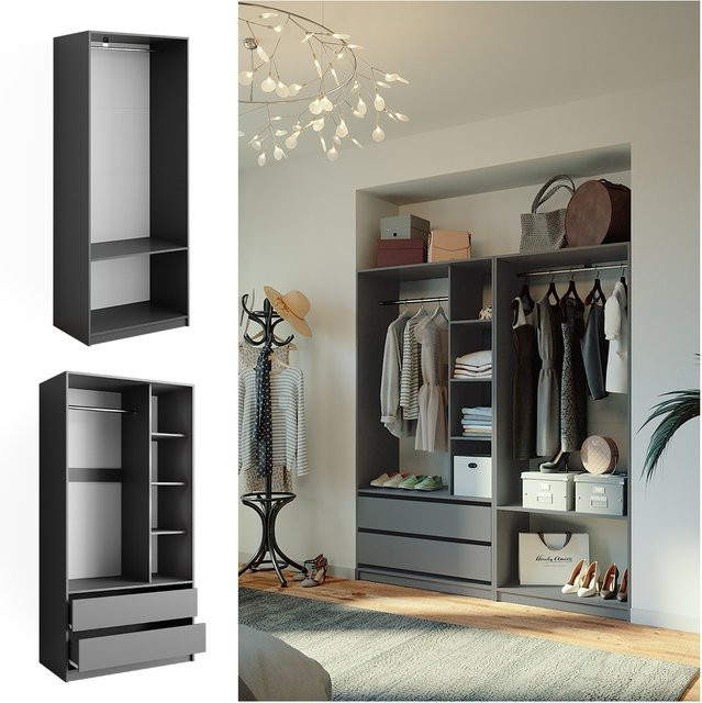 Vicco Kleiderschrank Elmo Anthrazit 2-teiliges Set für dein Schlafzimmer B/H: 80 x 200 cm - Bild 1