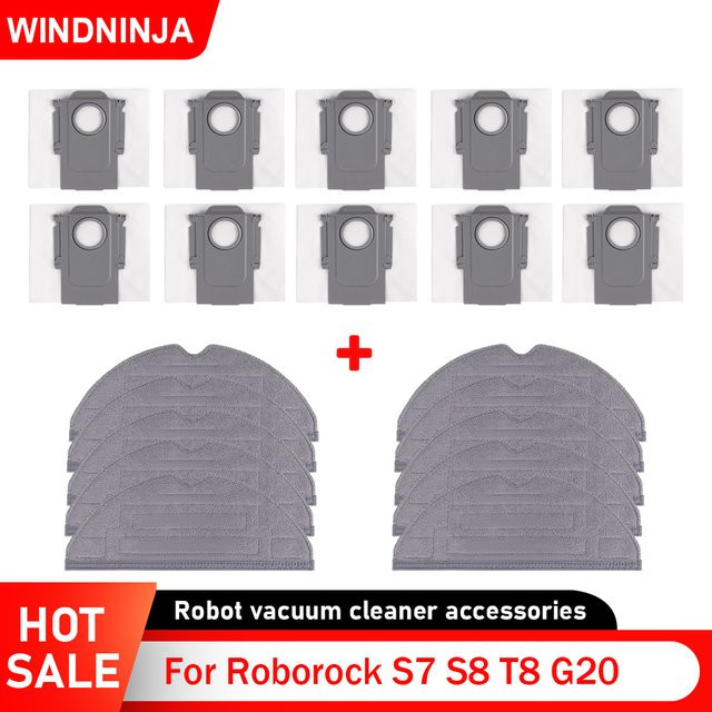 WINDNINJA Einweg Staub Taschen Mops für Roborock S7 S8 T8 G20 Roboter Staubsauger Zubehör - Bild 1
