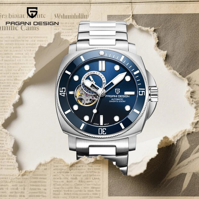PAGANI DESIGN Armbanduhr, Automatik, Edelstahl, Blau, Herren - Bild 1
