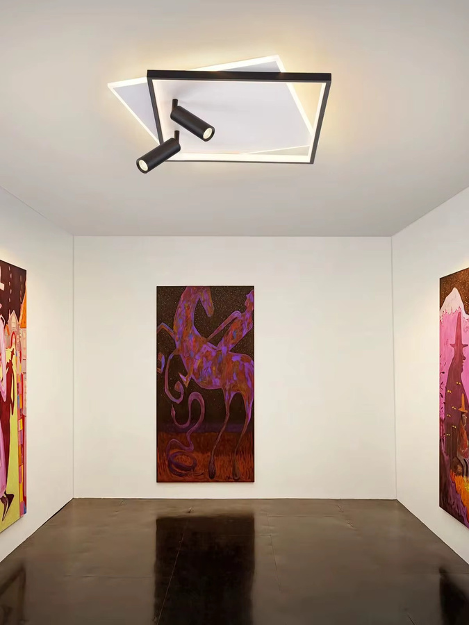 Cliheet LED-Deckenleuchte in Schwarz-Weiß, dimmbar mit Fernbedienung, moderne Deckenlampe mit zwei Strahlern für Wohnzimmer, Schlafzimmer und Küche - Bild 5