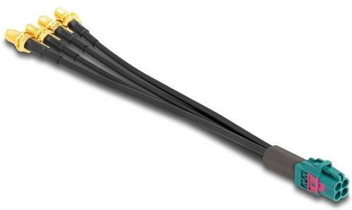 Delock WLAN-Antennen Anschlusskabel Schwarz mit 1x Fakra-Buchse und 4x SMA-Buchse, Länge: 0,2 m - Bild 1