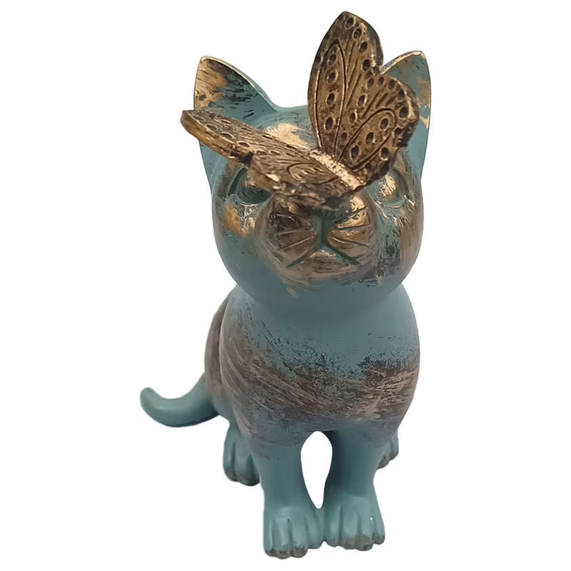 Shunmaii Kätzchen-Statue aus Kunstharz in Grau als dekorative Garten-Tierfigur für deinen Garten und Hof - Bild 6