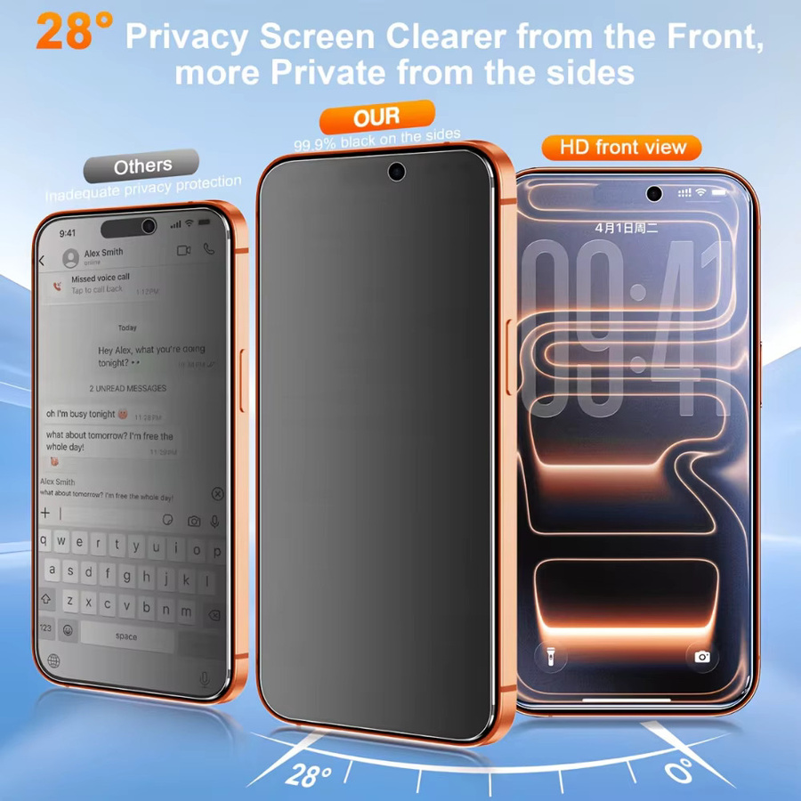NNBILI 5er-Pack matte Blickschutzfolien für iPhone 17 16 15 14 13 12 11 Pro Max in Schwarz, fingerabdruckresistent - Bild 2
