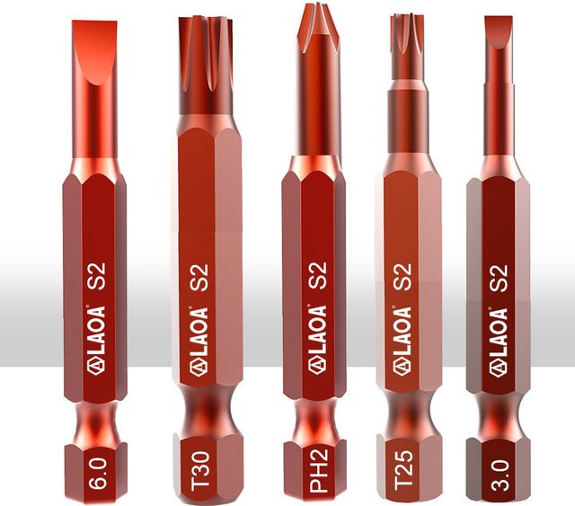Laoa Torx Bit Set aus S2 Stahl mit 6,35 mm Sechskant Schaft für Elektrowerkzeuge - Bild 1
