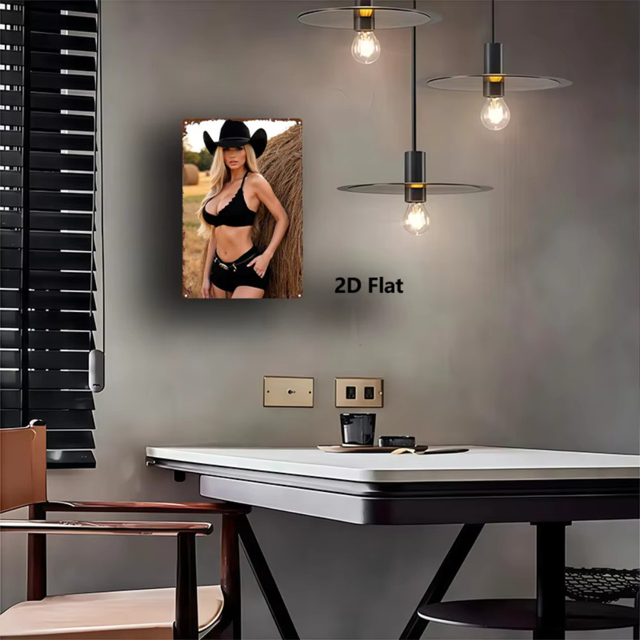 HELLOYOUNG Cowgirl Metall-Wandkunst im Western-Stil, Blechschild für Farmhaus- und Bar-Dekoration, Mehrfarbig, Breite: 20,32 cm, Höhe: 30,48 cm, Tiefe: 0,1 cm - Bild 3