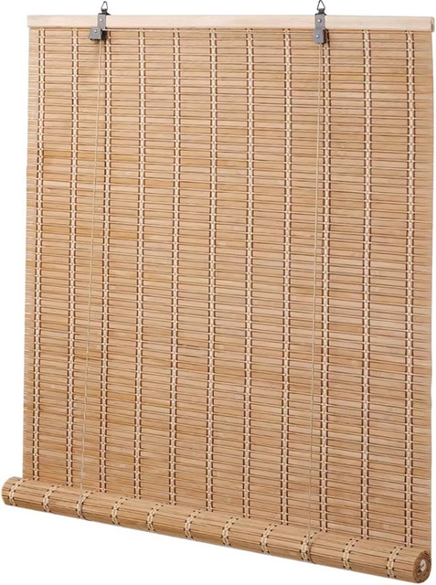 MLYJZH Bambus-Rollo zur Verdunkelung mit 70% Lichtfilterung, Retro-Design für Fenster und Türen, B/H: 100 x 40 cm - Bild 1