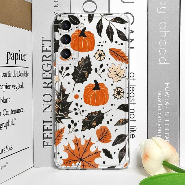 Samsung Galaxy Handyhülle mit Herbst-Design Ahornblatt Kürbis Pilz Transparent Weich für Galaxy A55 A54 A53 A14 A16 A36 A13 A15 A25 A07 5G - Bild 1