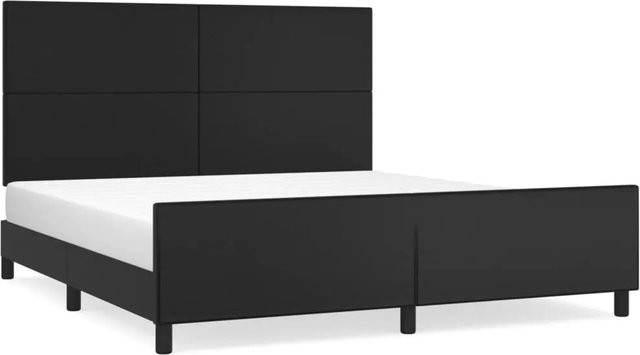 vidaXL Bettgestell mit Kopfteil in Schwarz aus Kunstleder, B/T/H: 160 x 200 x 128 cm - Bild 1