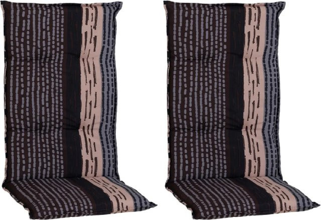 Beo Sitzauflage Hochlehner Bangui 2er-Set gestreift Grau-Ecru B/T/H: 118 x 50 x 50 cm - Bild 1
