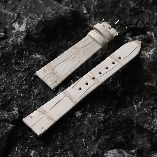 Raystray Uhrenarmband Krokodilleder, beige, Herren - Bild 1