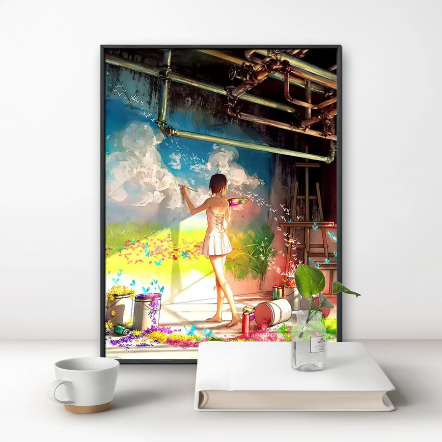 Potdemiel 5D DIY Diamant-Gemälde Modernes Mädchen Portrait, Rund, Multicolour, Durchmesser: 40 cm - Bild 2