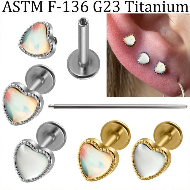 Ohrring Titan, 18K vergoldet, Herz gezahnte Muschel, Farbverlauf, Unisex - Bild 1
