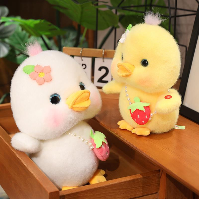 GDzaccly Gelbe Ente Plüschtier Erdbeere Stofftier 13cm - Bild 5