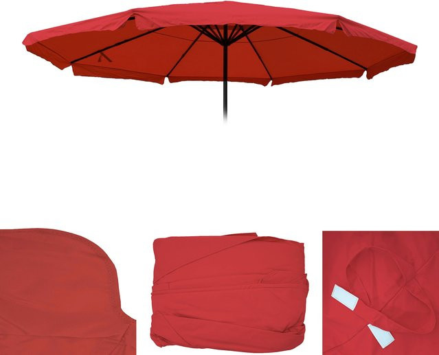 MCW Ersatz-Bezug für Sonnenschirm Carpi Pro mit Volant aus Polyester, Durchmesser: 5 m, Farbe: Bordeaux - Bild 1